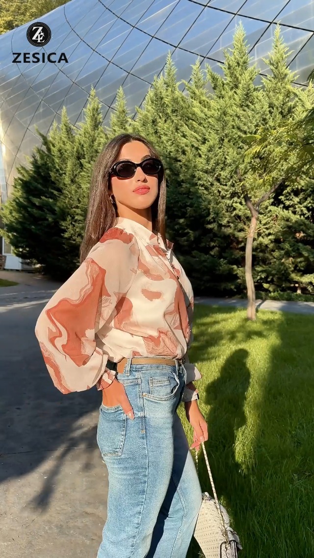 ZESICA Women's Floral Print Blouse 2026 Long Sleeve Button Down